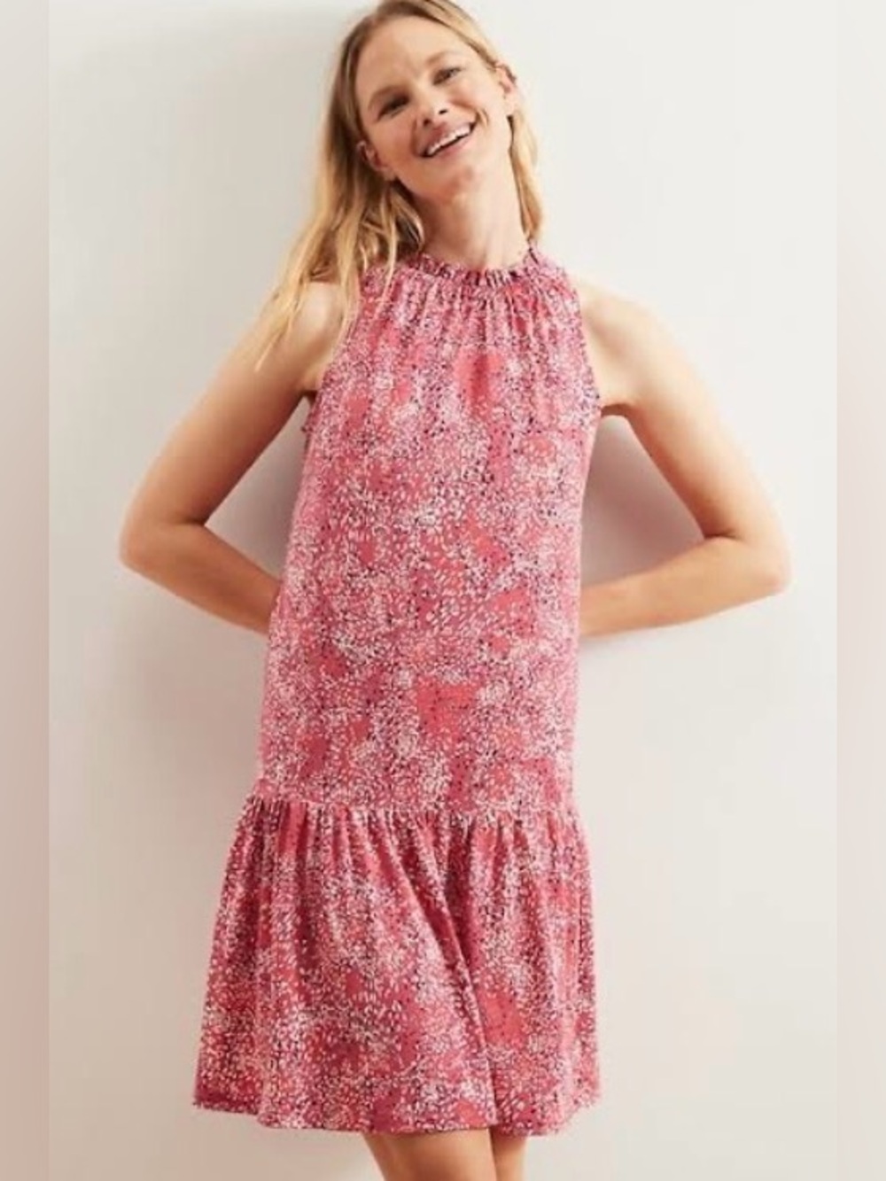 Banana Republic Pink Printed Flounce Shift Dress